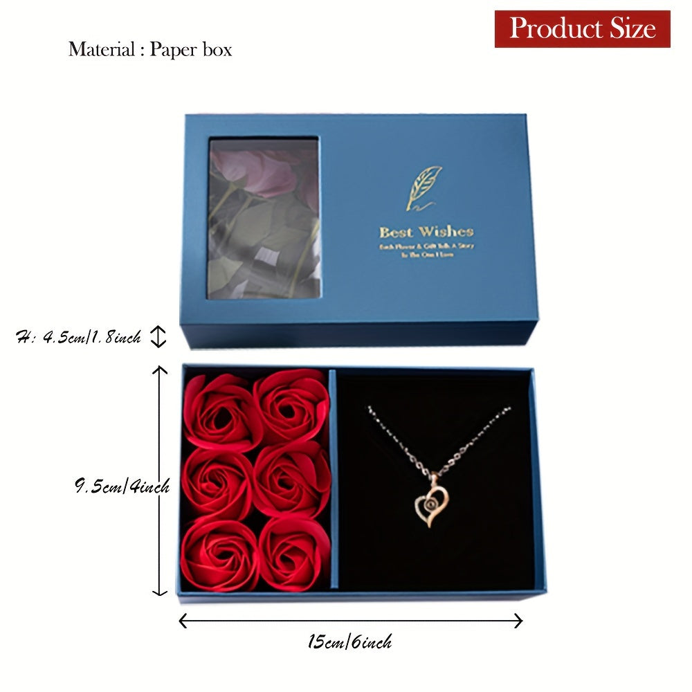 Personalized I Love You Necklace with Rose Gift Box for Mom Wife Girlfriend