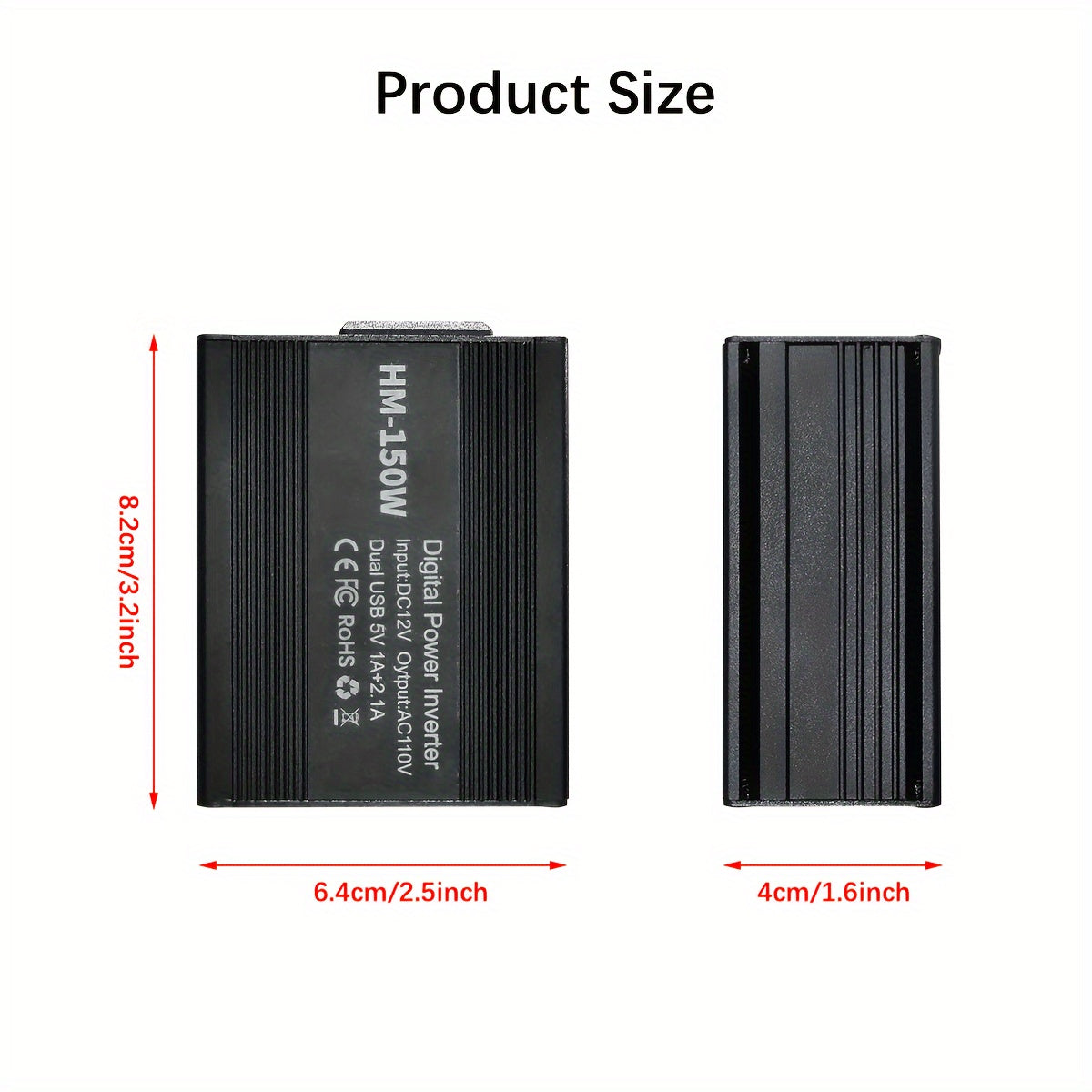 150W Car Power Inverter with 2 USB Ports and 110V Power Jack