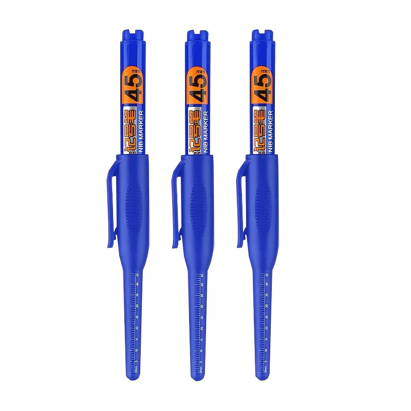 3PCS Multi-Color Marker Pen Set 45mm Deep Hole Long Nib Carpentry