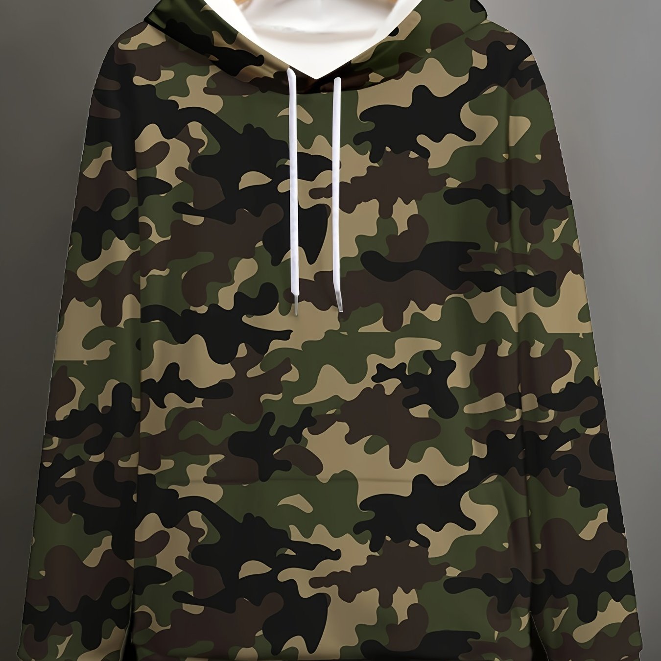 Plus Size Camouflage Graphic Hoodie for Men Long Sleeve Casual Outdoor