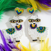 Pendientes de corazón con abalorios boho para mujer con poste de aleación de zinc