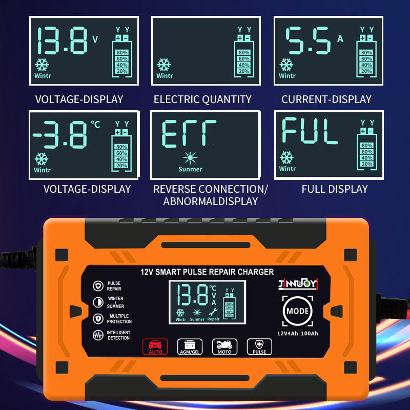 Car Battery Charger 12V 6A Smart Pulse Repair Magnetic Overcharge Protection