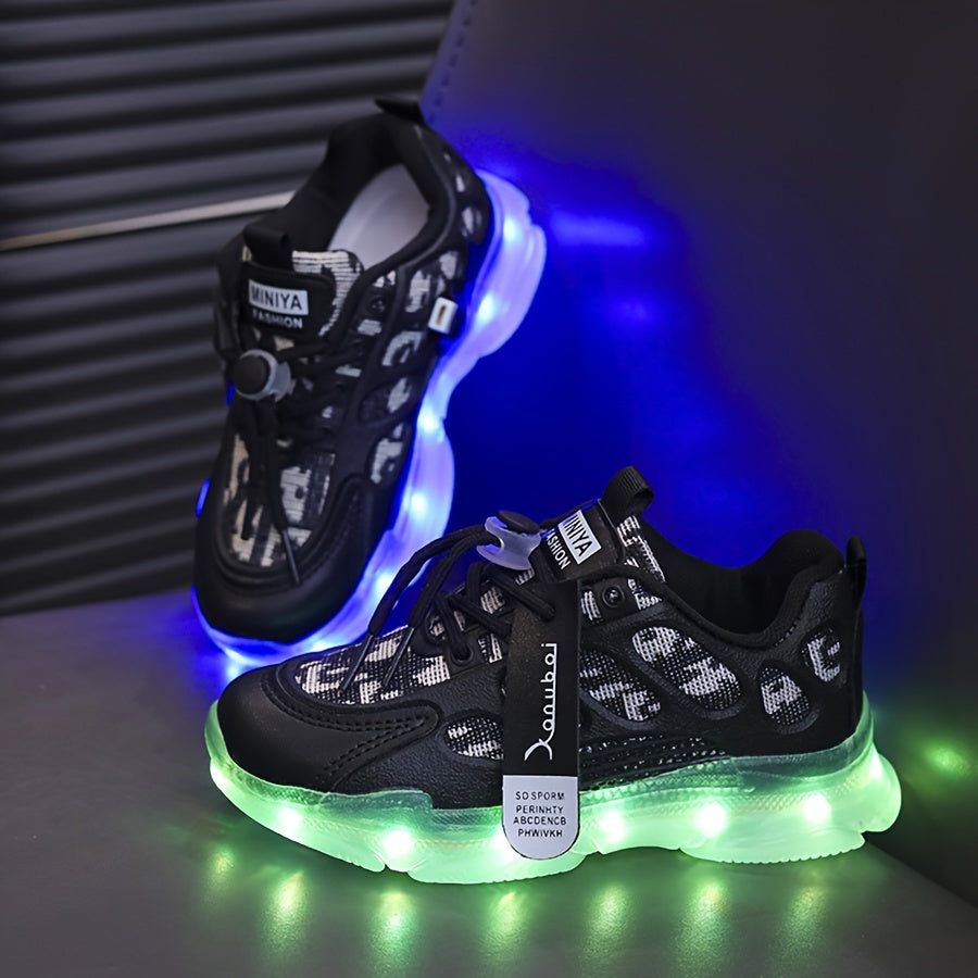 LED Sneakers for Kids and Adults Black White Blue Glow Breathable Comfortable Casual Shoes