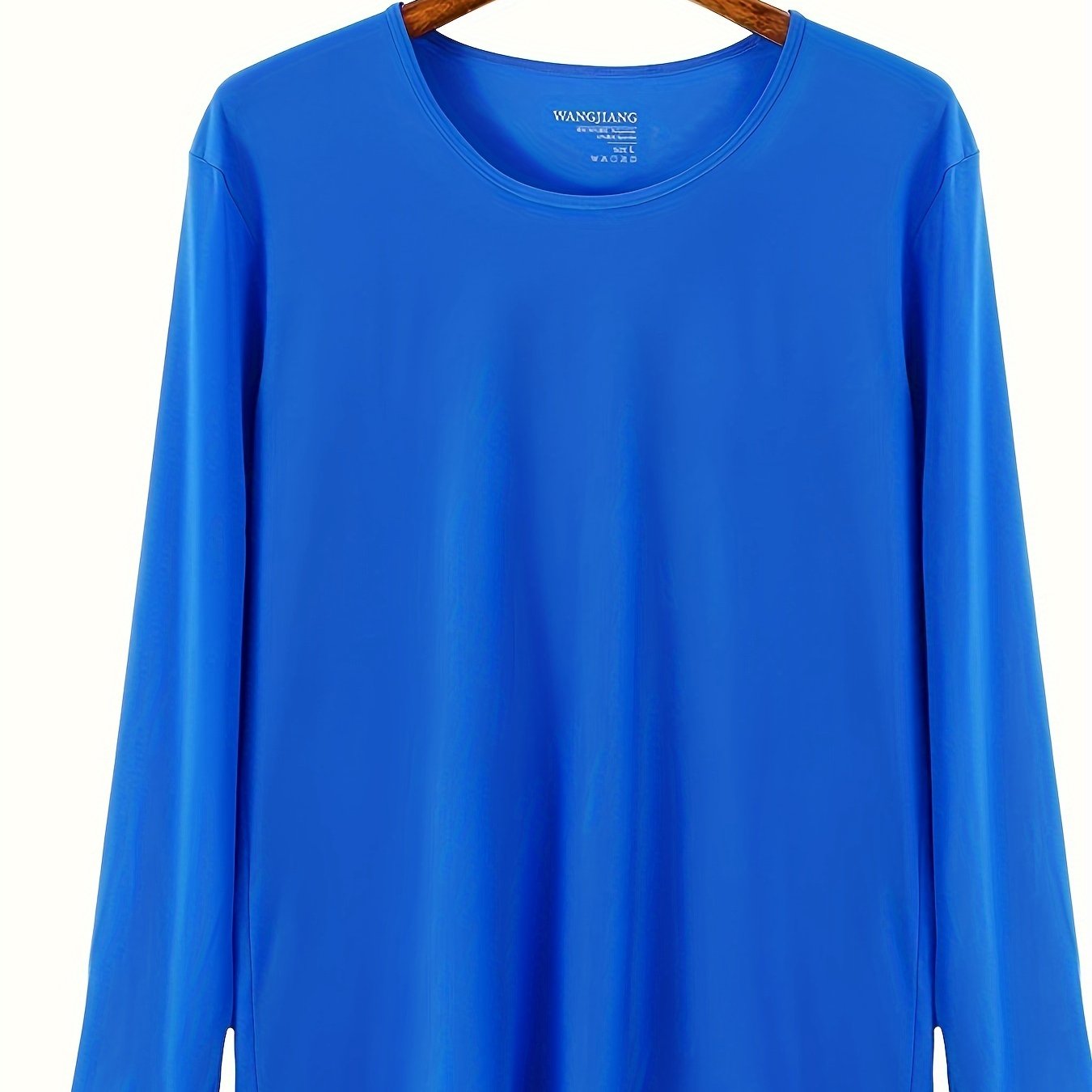 Camiseta de cuello redondo ultra fina para hombre, nylon elastano, color sólido, ajuste ajustado, para todas las estaciones