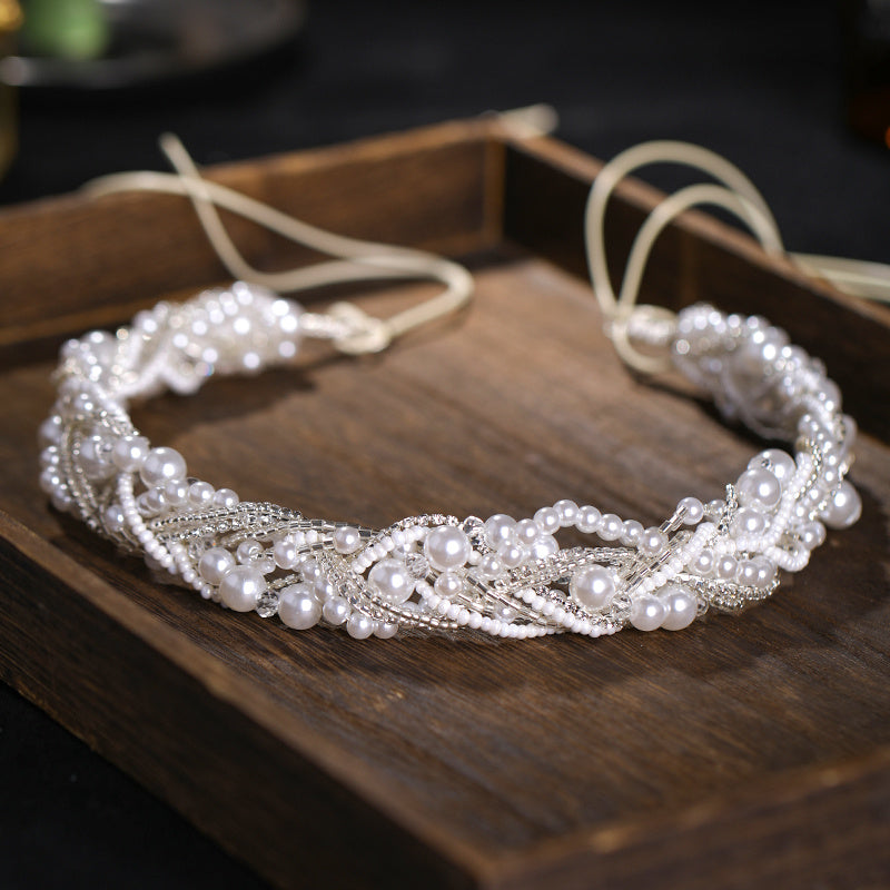 Women's Bridal Crystal Faux Pearl Tiara Headband Wedding Hair Accessories Rhinestone Vine Band
