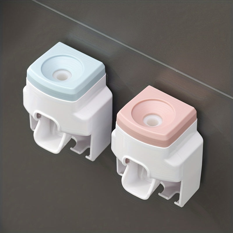 Wall Mounted Toothbrush Holder and Toothpaste Dispenser with Automatic Squeezer for Family Bathroom