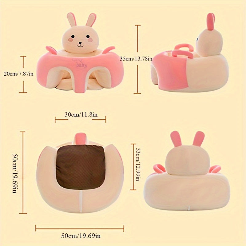 Baby High Chair for Toddlers with Cartoon Animal Design Plush Upholstery Low Center of Gravity Compact Storage