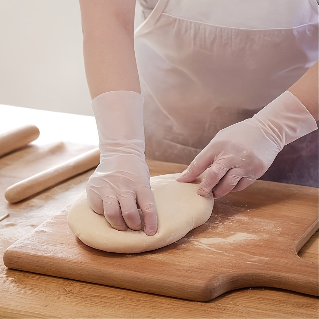 100 dona bir foydalanishlik TPE qo‘lqoplar, suv o'tkazmaydigan, boshqarilmaydigan, oshxona tozalash, pishirish