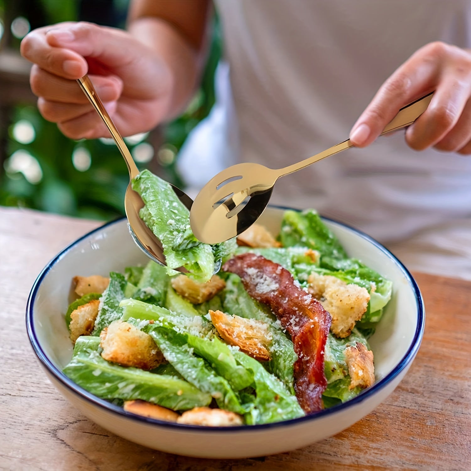 Juego de 4/6/8 piezas de utensilios de servicio de acero inoxidable, cucharas de buffet, cucharas ranuradas, apto para lavavajillas