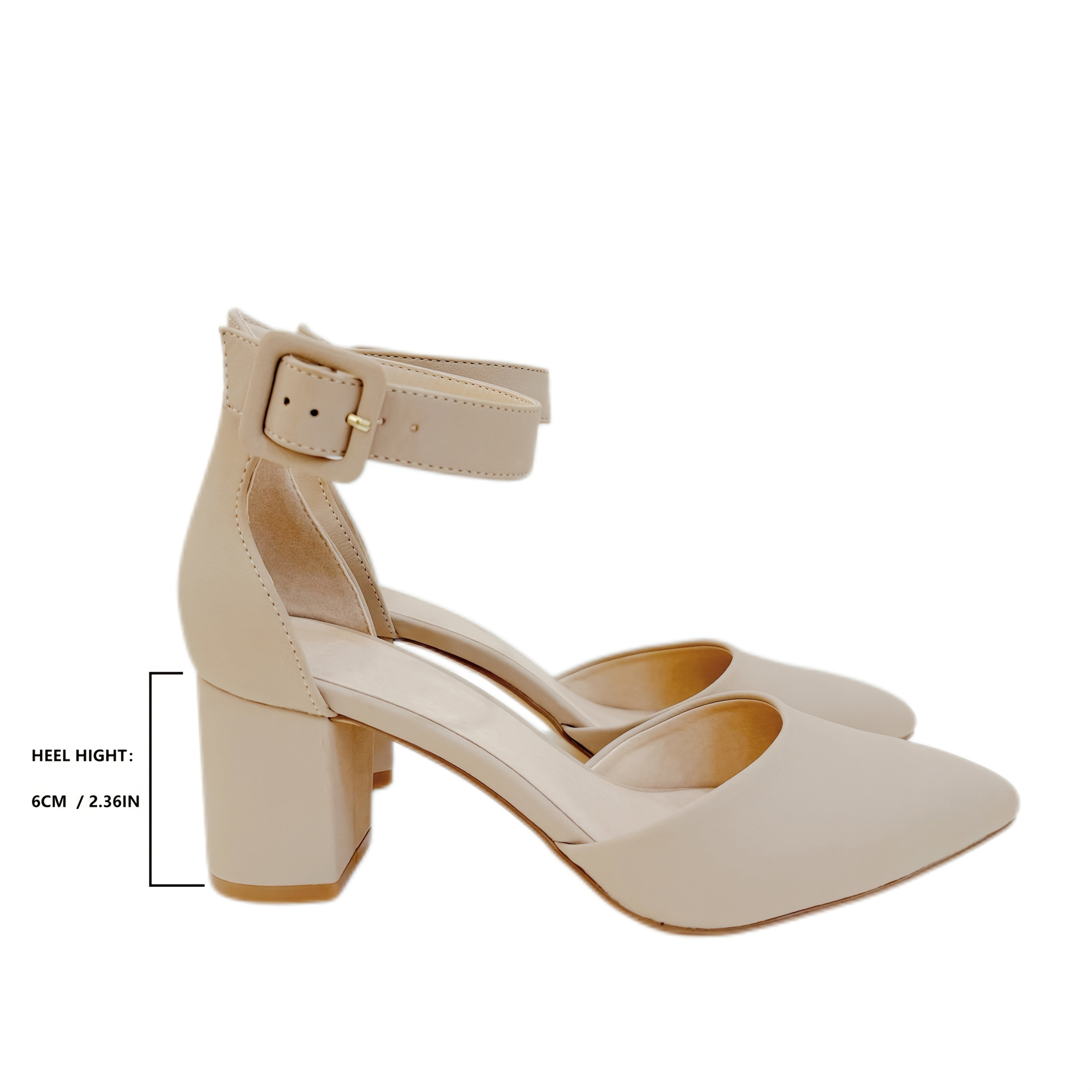 Women's Beige Synthetic Pointed-Toe Ankle Strap High Heels for Weddings and Parties