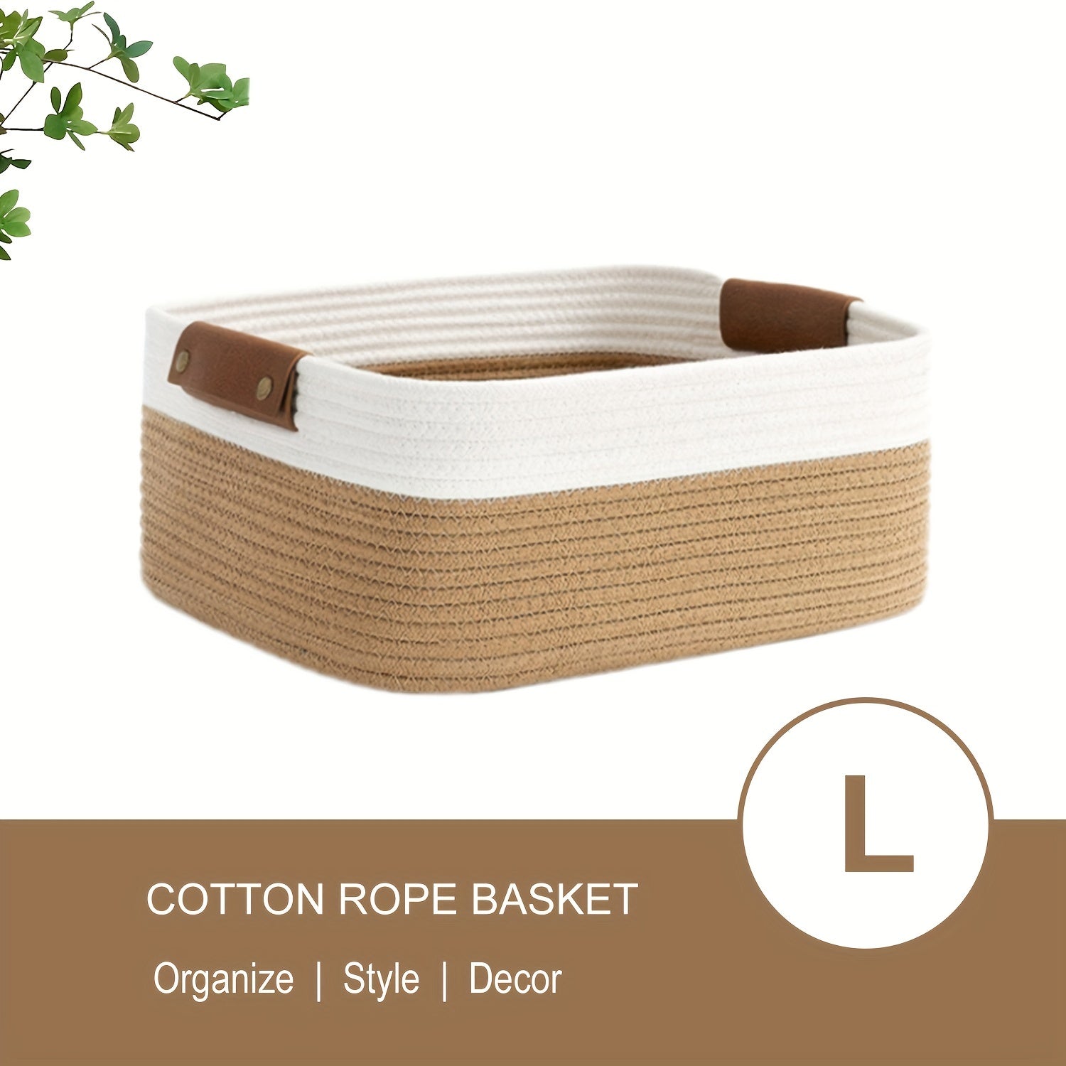 Qo'l bilan to'qilgan saqlash savati, hammomda, yotoqxona, yotoqxonada yoki ofisda turli xil narsalar, kosmetikalar, o'yinchoqlar va atıştırmalıklarni tartibga solish uchun. Bezakli va yig'iladigan dizayn.