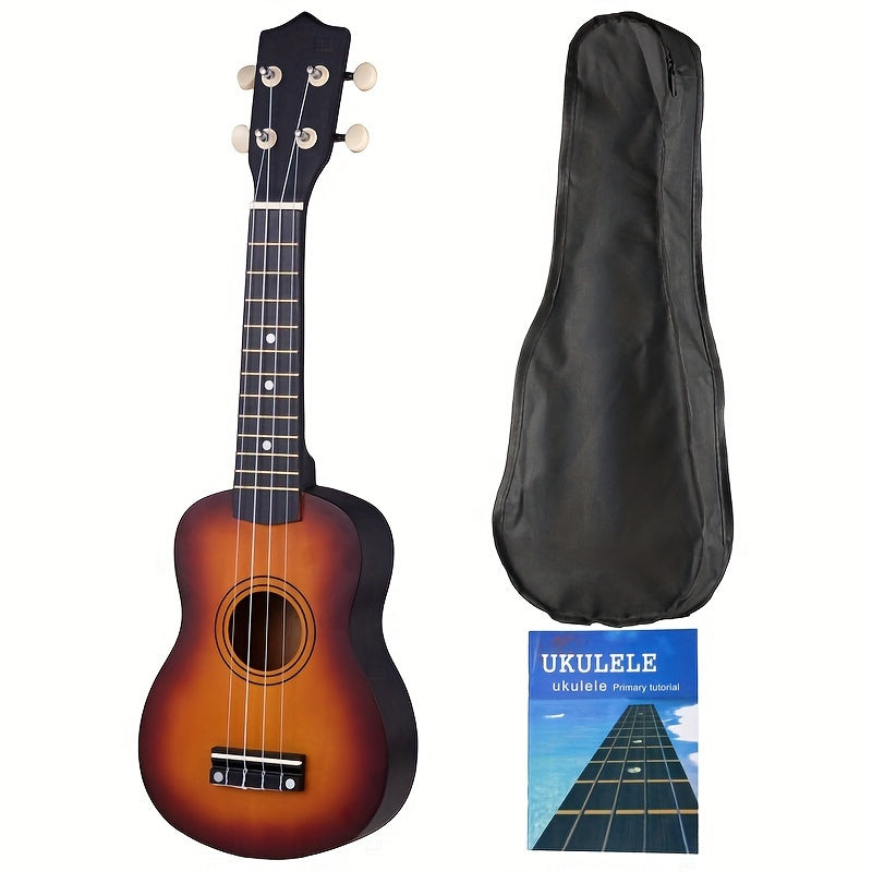 Ukulele soprano de 21 pulgadas Sunburst para principiantes con cuerpo de tilo