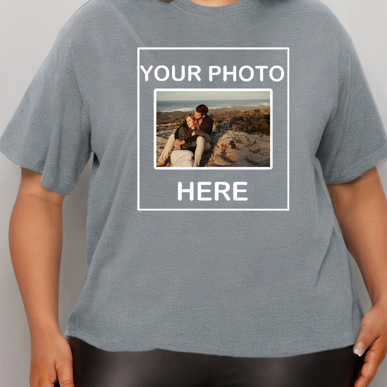 Women's Casual Short Sleeve T-Shirt Personalized Photo Black Polyester Blend
