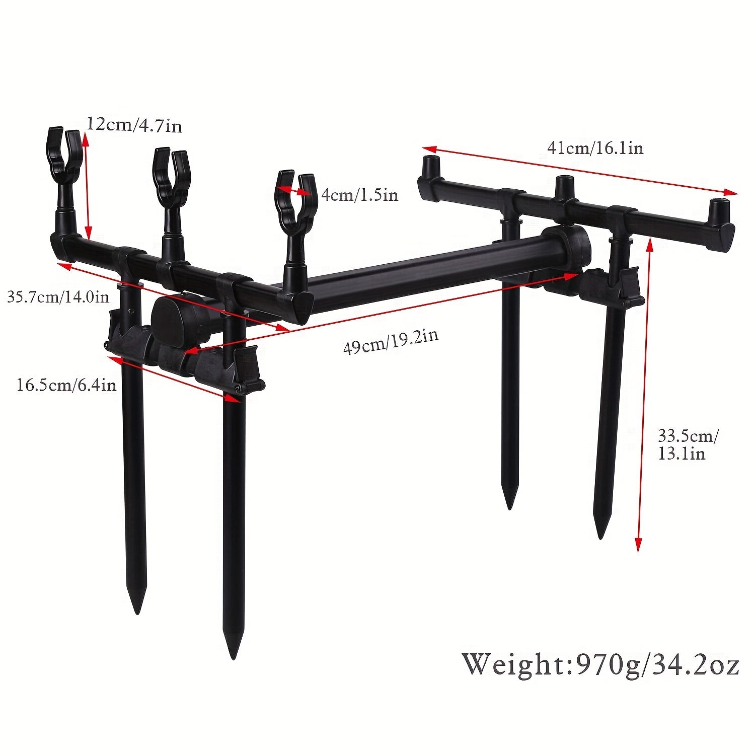 Aluminium Alloy and ABS Material Carp Fishing Pole Rack Black Durable Bracket Shelf