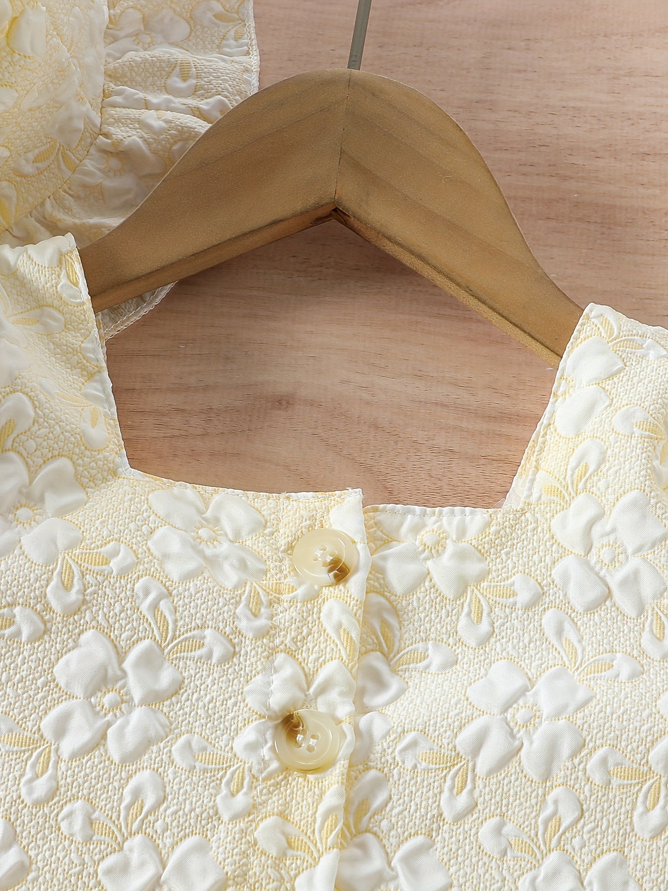 Baby Girls Summer Outfit Floral Jacquard Puff Sleeve Crop Top Shorts Hat Casual 12 Months