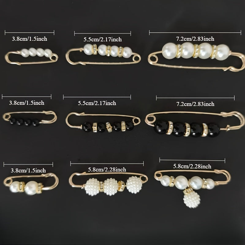 Set of 9 Adjustable Waistband Clips for Pants and Skirts Non-Slip Buckle Brooches