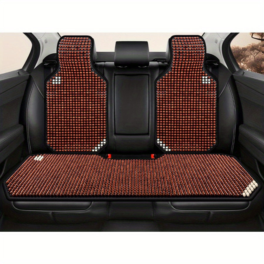 Car Seat Cover Set Breathable Wooden Bead Cushion 9-Piece Compatibility for Sedan