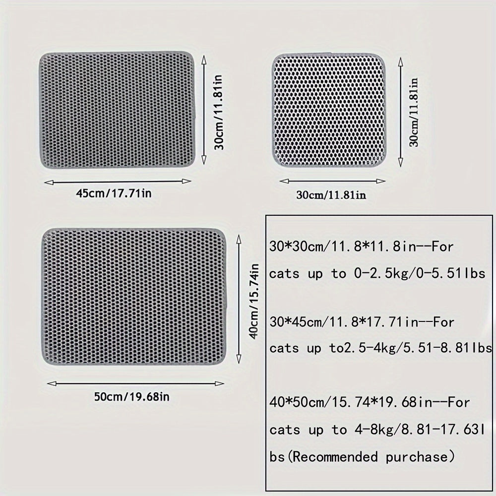 Gray Double-Layer Cat Litter Mat Washable Litter Trap Prevents Tracking