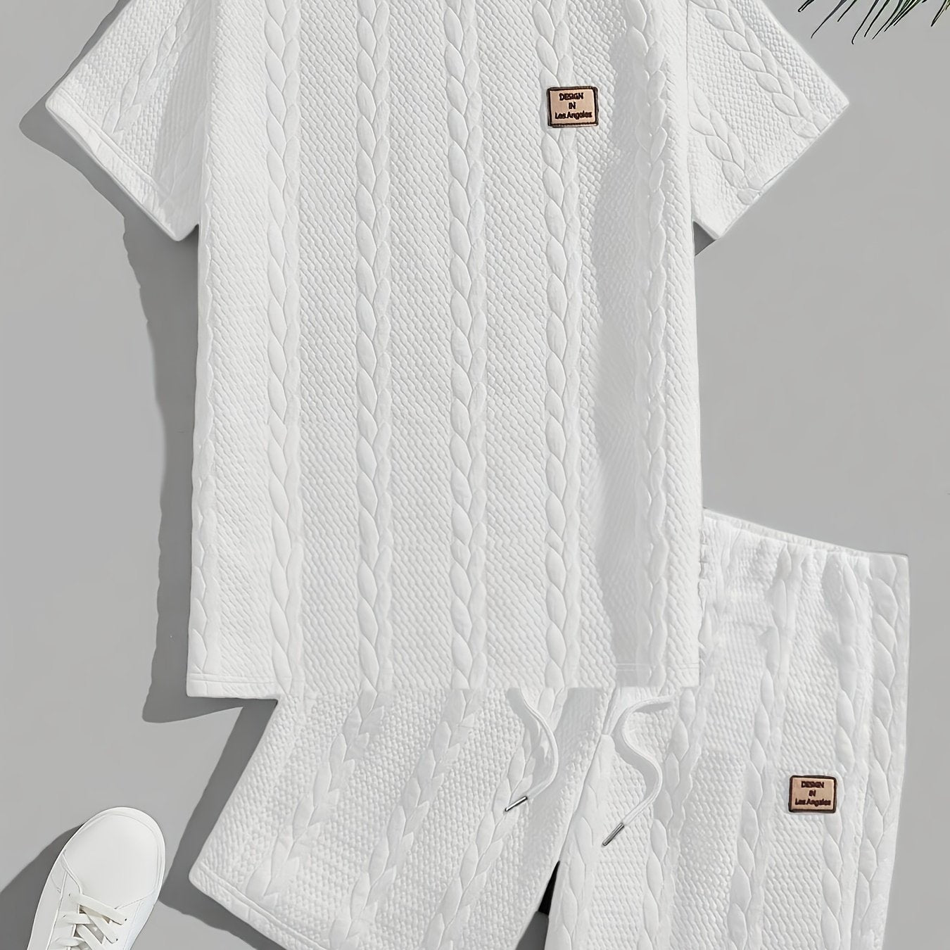 Men's Black Casual Short Sleeve T-Shirt and Shorts Set Polyester Knit All-Season