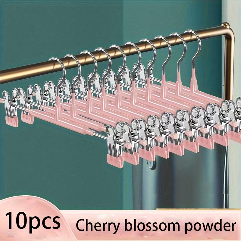 Adjustable Metal Pants Hangers Set of 10 Non-Slip Space-Saving Closet Organizers for Skirts and Underwear