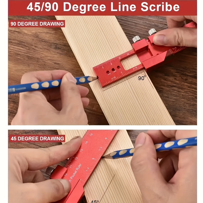 Aluminum T-Shaped Ruler for Woodworking Multi-Function Marking and Measuring
