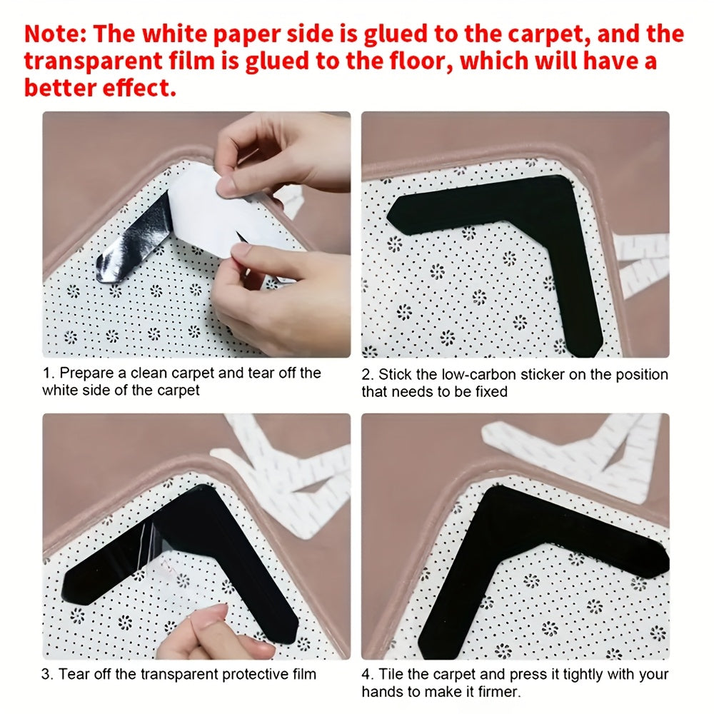 Non-Slip Carpet Grippers Set of 6 or 12 Reusable Plastic Rug Stickers for Indoor Use