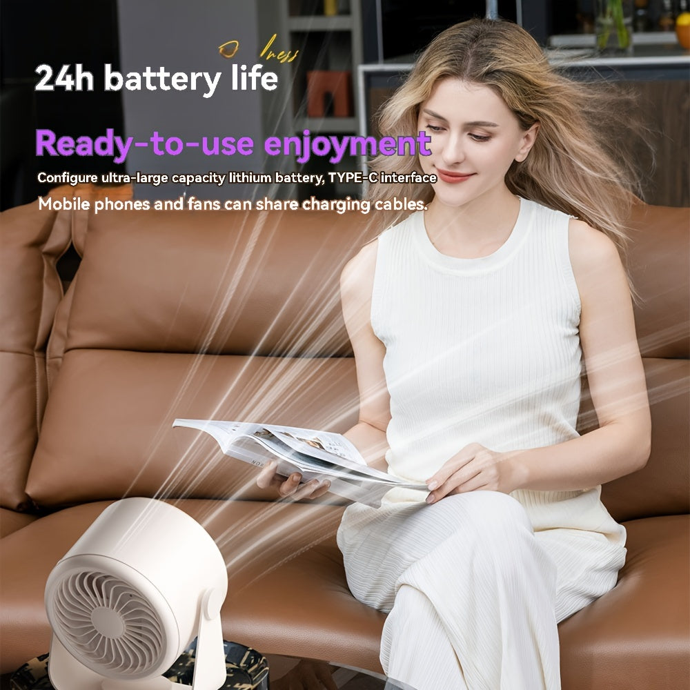 Portable Turbo Fan with USB Rechargeable Battery, Digital Display, Strong Airflow