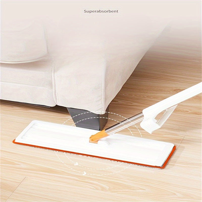 Flat Mop for Home Use, Rotating Design, Water Absorbing, Stainless Steel Pole