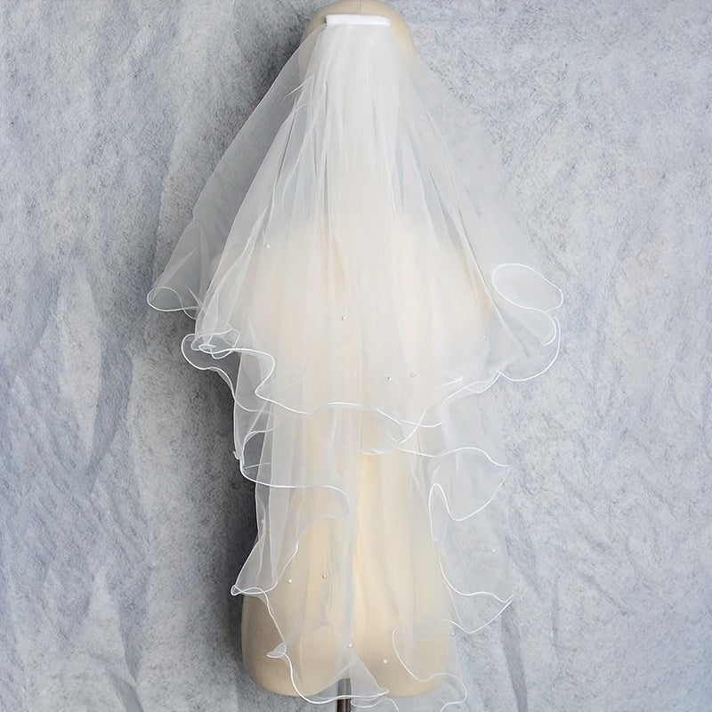 Ayollar uchun to'y soch aksessuari uchun faux marjon to'y tikanli vail, turli ranglarda