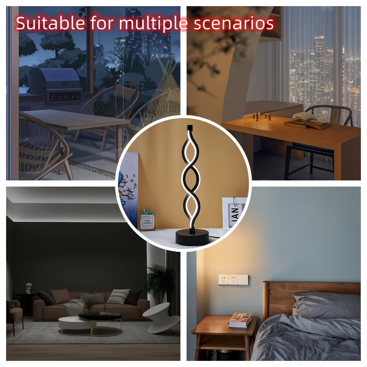 Unique Spiral Table Lamp for Home Decor Warm Light Modern Style