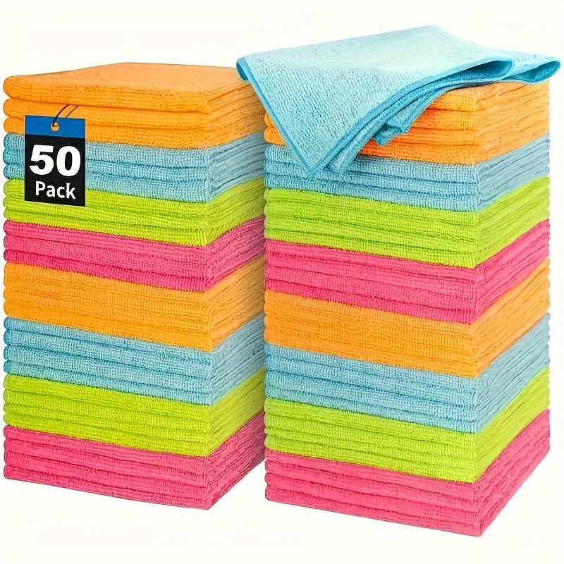 50 Microfiber Cleaning Cloths 30x30cm Quick-Drying Fade-Resistant for Kitchen Car