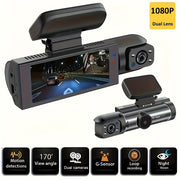 Dual Dash Cam 1080P Front 720P Inside Night Vision Loop Recording G-Sensor Wide Angle
