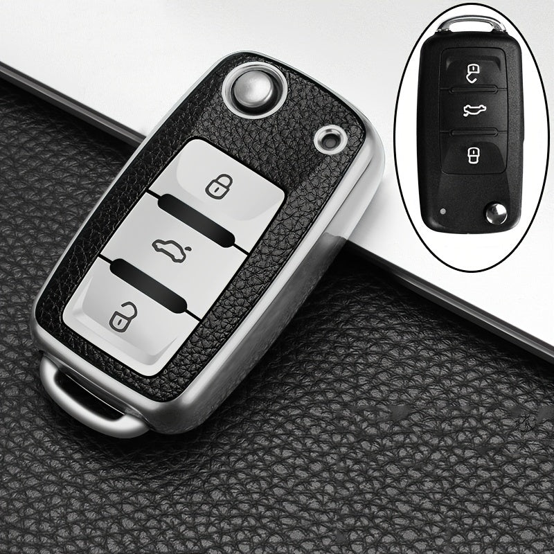 Universal TPU Car Key Cover Fob Shell for Vehicles with Keychain Protection