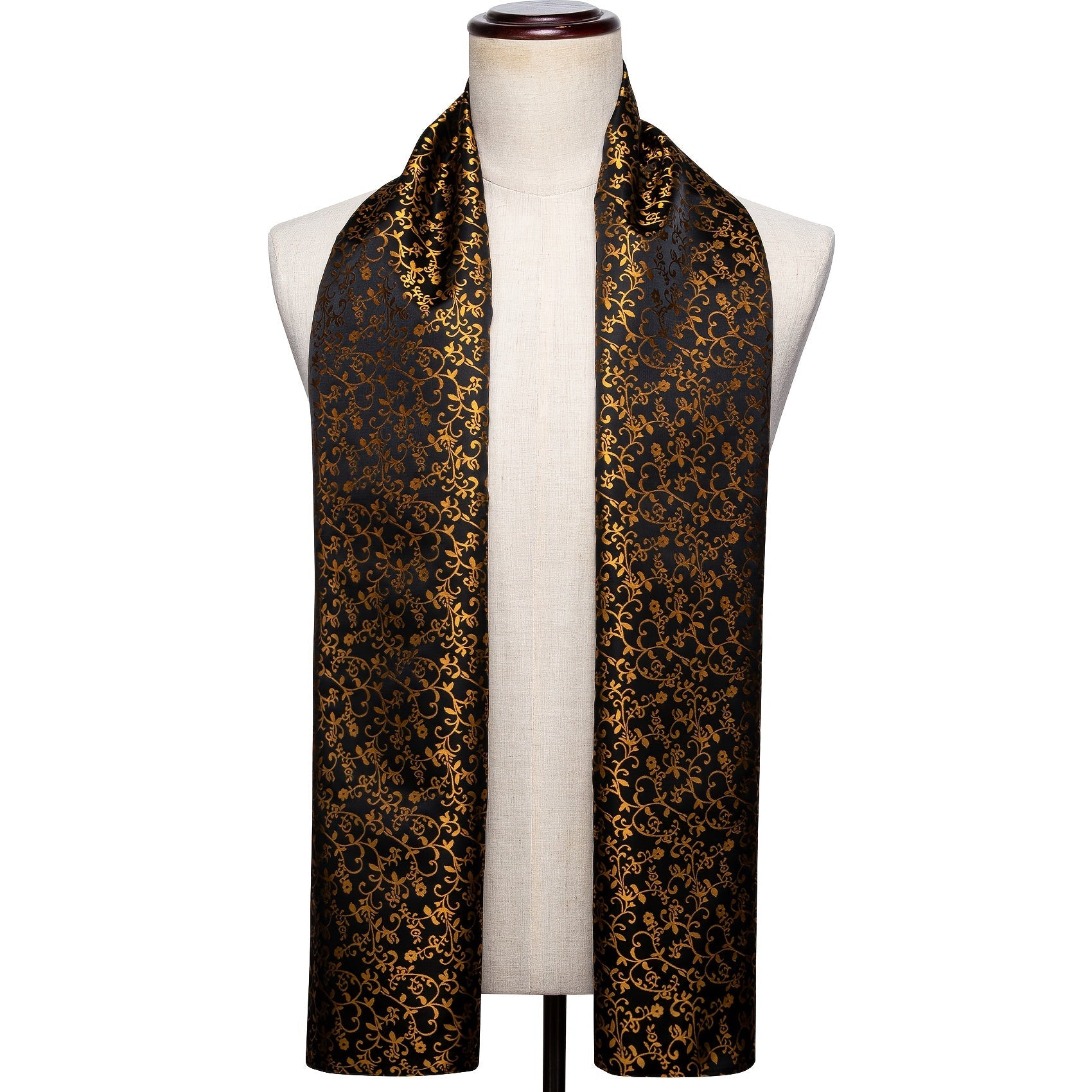 Men's Black Jacquard Paisley Floral Scarf for Autumn Winter