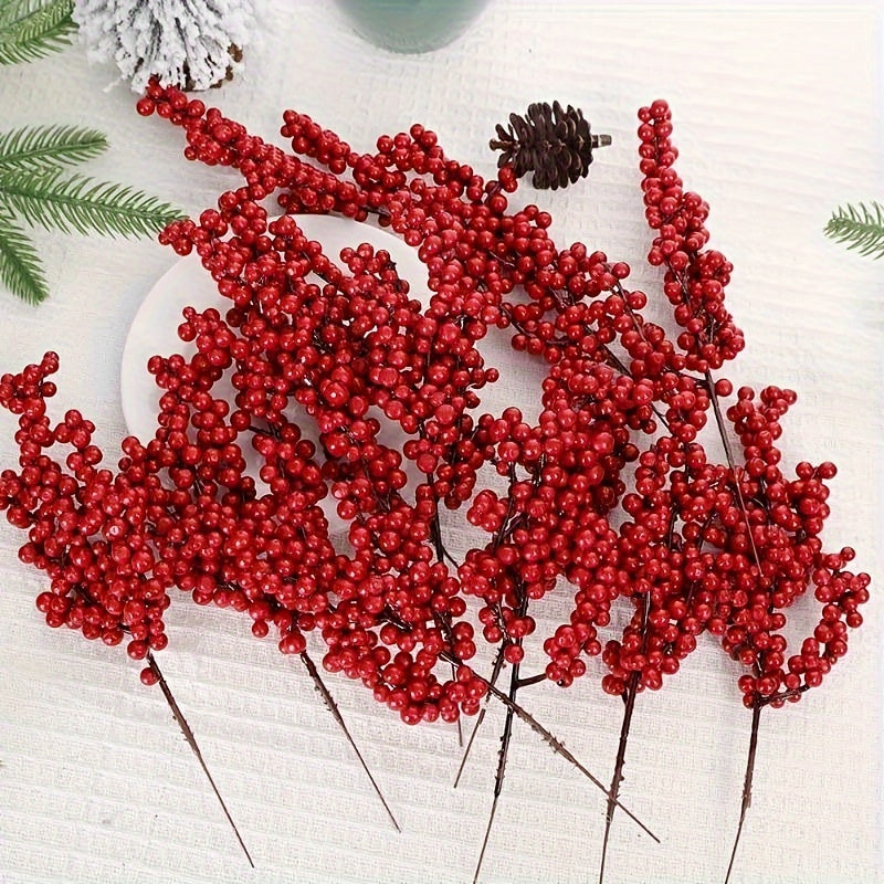 12 Vibrant Red Artificial Berries for Christmas Tree Holiday Decor
