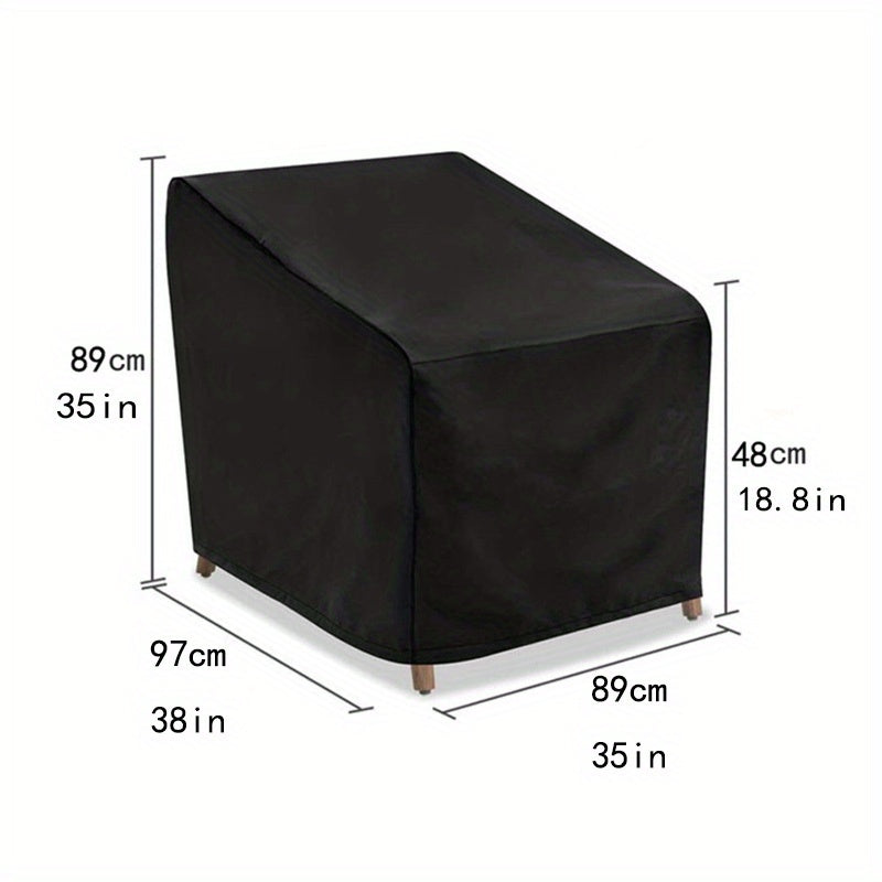 Funda para silla de jardín impermeable para exteriores, negra, de nylon, con cordón, para patio y balcón, resistente a todas las condiciones climáticas