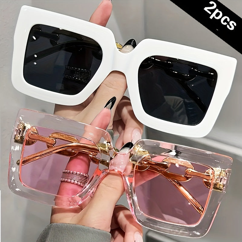 Women's Oversized Square Frame Fashion Glasses Anti-Glare Shades for Beach and Travel