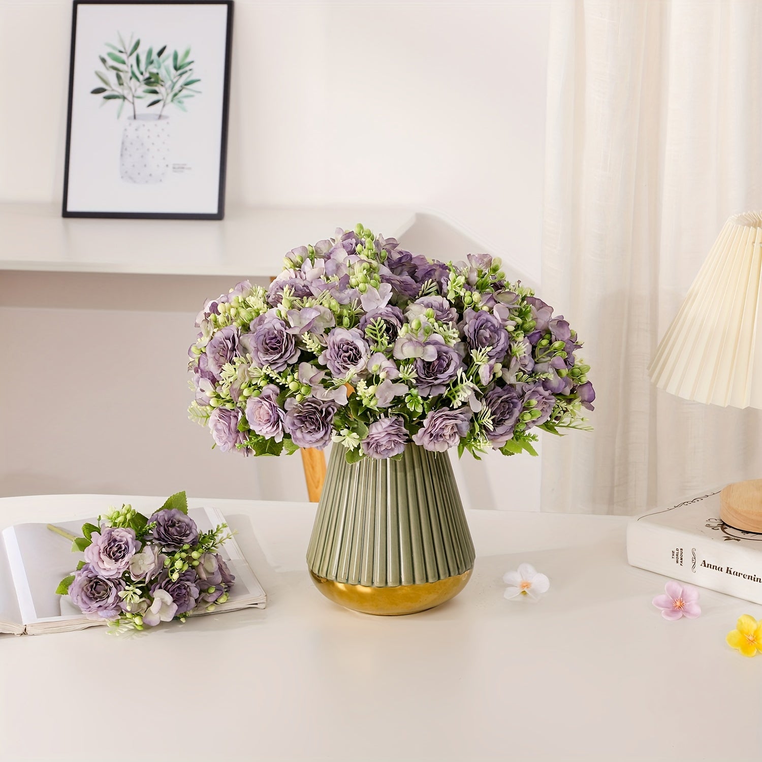 Ramos de flores artificiales peonía falsa para centros de mesa en el hogar y la oficina