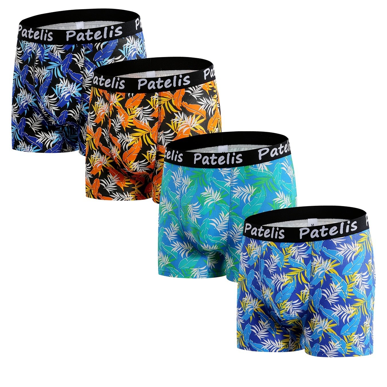 Men's Plus Size Boxer Briefs 4 Pack Breathable Quick Dry Cotton Geometric