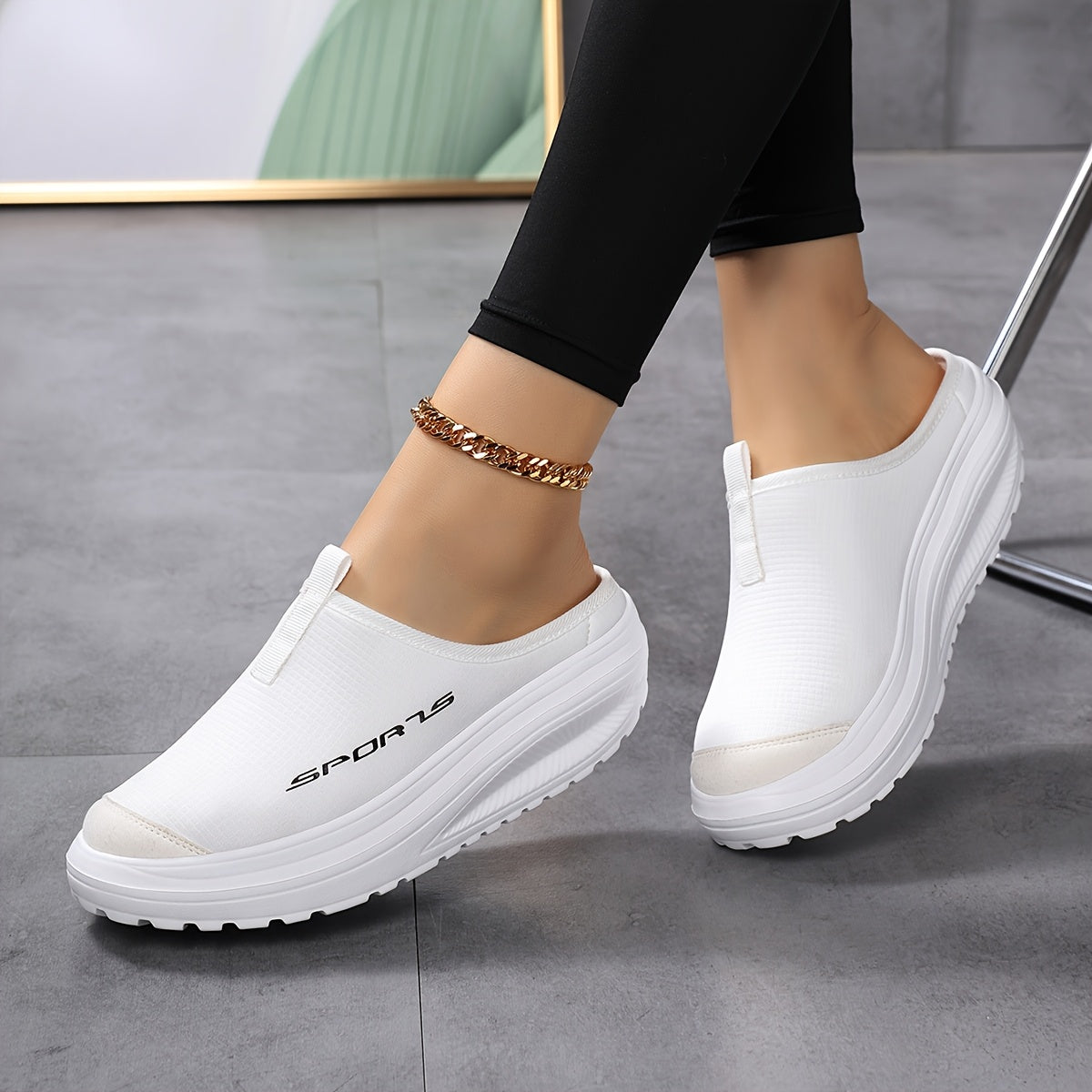 Women's Slip-On Platform Shoes Breathable Mesh White Cushioned Comfort