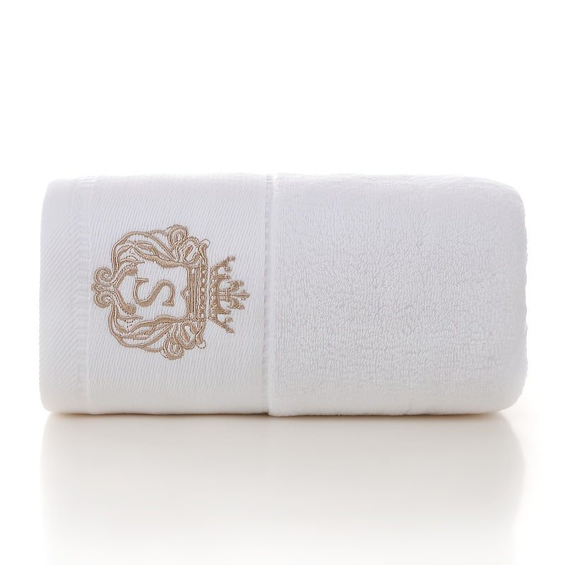 Cotton Bath Towels with Crown Embroidery 380 GSM Knit Fabric