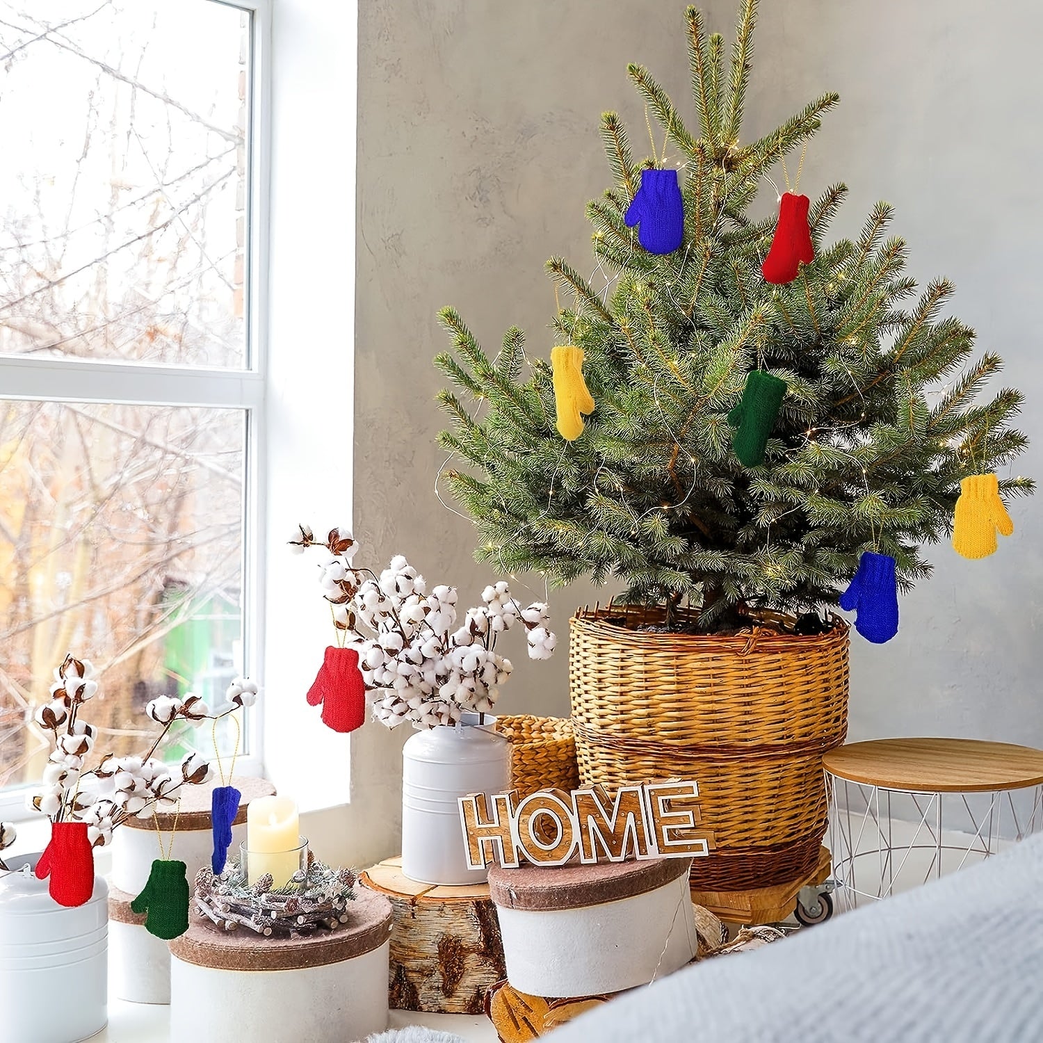 Guantes decorativos de Navidad en miniatura, adornos hechos a mano para el hogar y la oficina