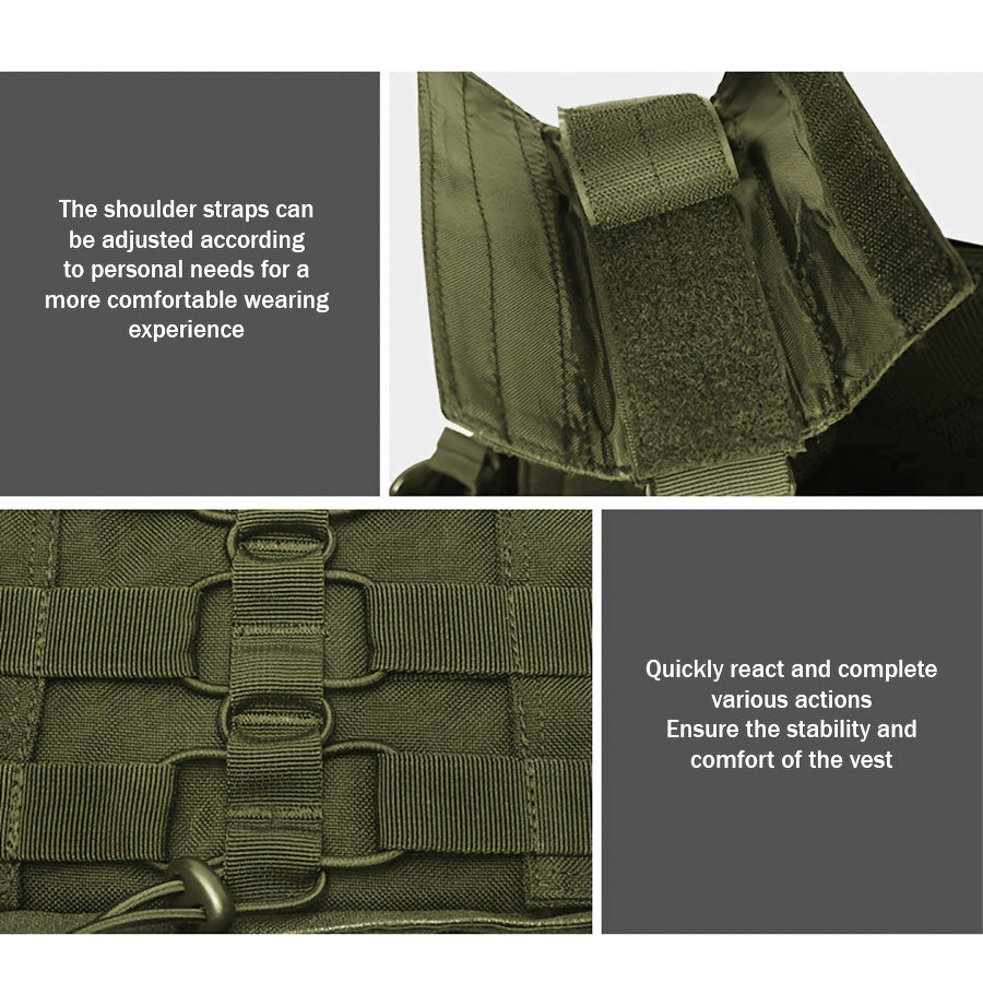 Tactical Training Vest for Adults Breathable Tear-Resistant Polyester Expandable Outdoor Sports Black