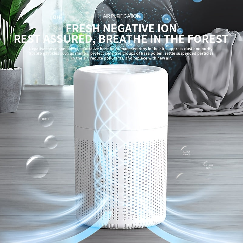 Portable HEPA Air Purifier with Scented Sponge, USB Powered, Touch Control, Eliminates Odors Dust Pollen Pet Dander