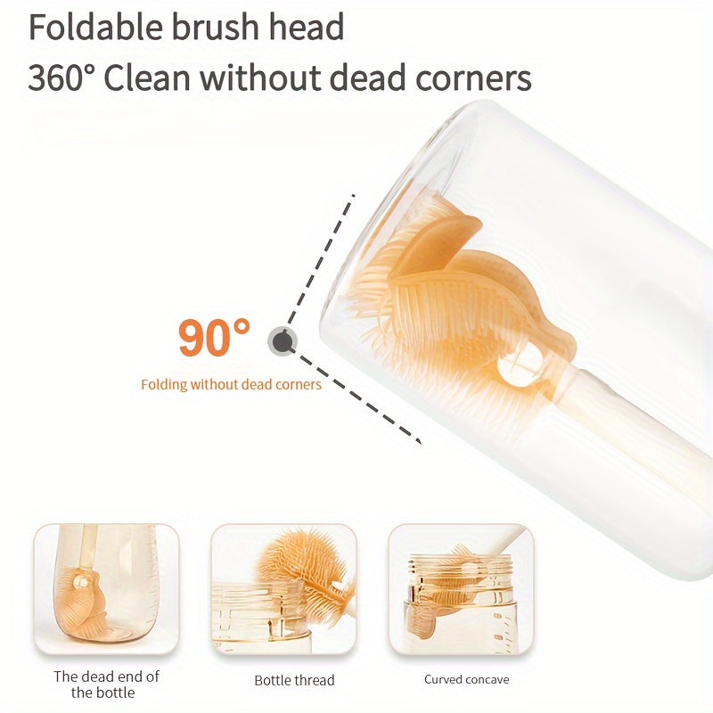 Set de cepillos de silicona para botellas con animales de dibujos animados, caja de almacenamiento y rejilla de drenaje