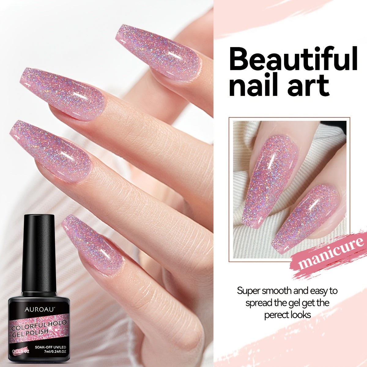 Vibrant Holographic Glitter Gel Nail Polish Long-Lasting Fast-Drying Alcohol-Free