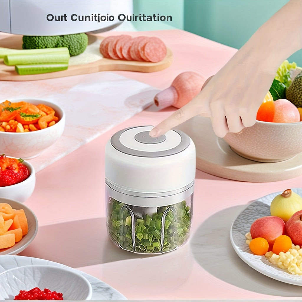 Amasadora eléctrica de ajo, mini picadora con capacidad de 3.38 oz, USB, picador de carne, triturado de alimentos, jengibre, verduras