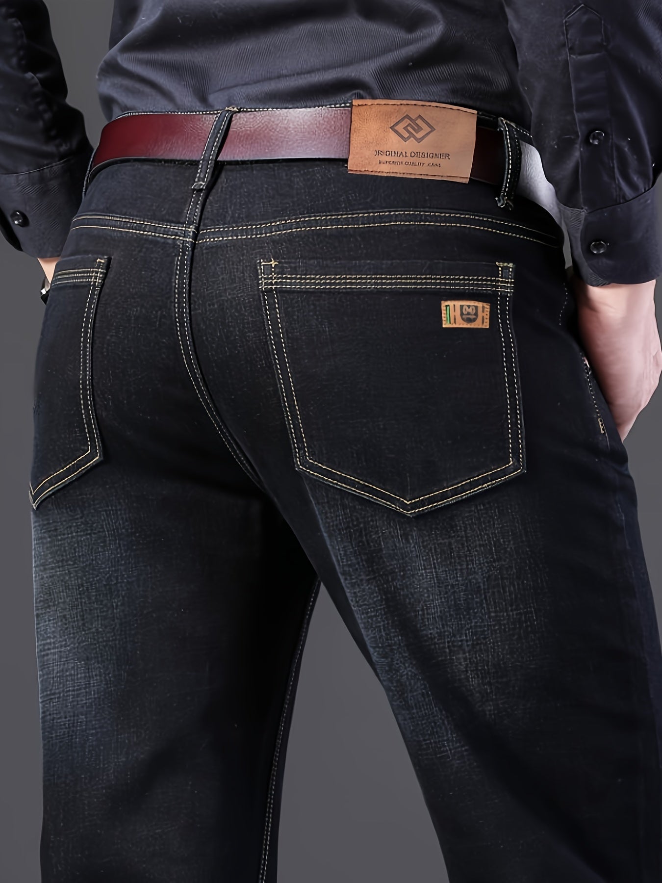 Men's Regular Fit Denim Jeans for Daily Wear All-Season Solid Color