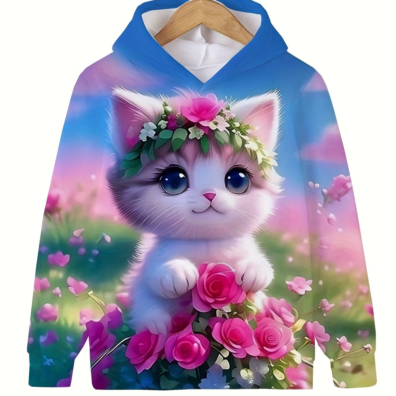 Kids Cat Hoodie Sweatshirt for Boys and Girls Autumn Winter Long Sleeve Casual