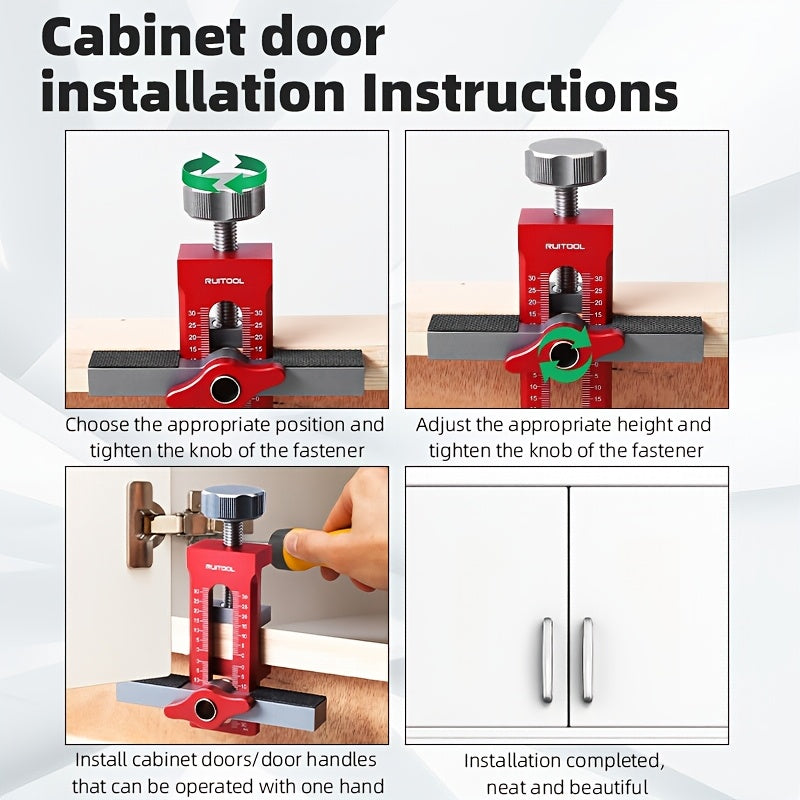 2 in 1 Cabinet Door Installation Positioner Aluminum Alloy Non-Slip Clamping Range 7-40mm